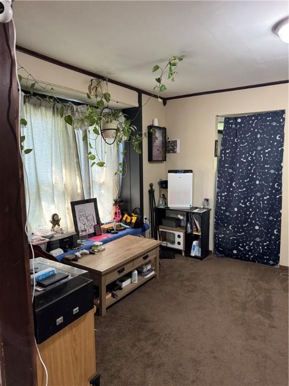 view of carpeted office space