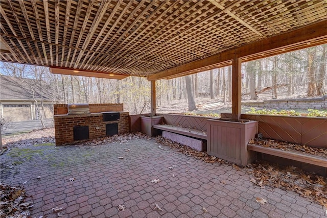 view of patio featuring area for grilling and an outdoor kitchen