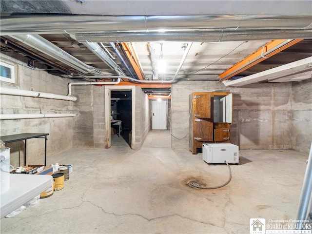 view of unfinished basement
