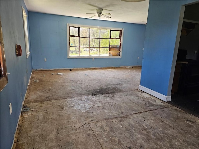 interior space featuring ceiling fan