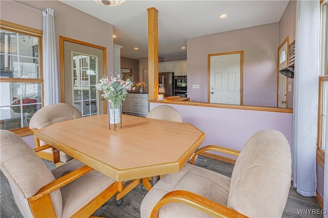 2575 Fuller Rd, Newfane, NY 14028 - dining area with recessed lighting and wood finished floors