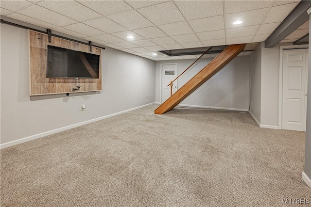 2575 Fuller Rd, Newfane, NY 14028 - finished below grade area with baseboards, carpet flooring, and recessed lighting