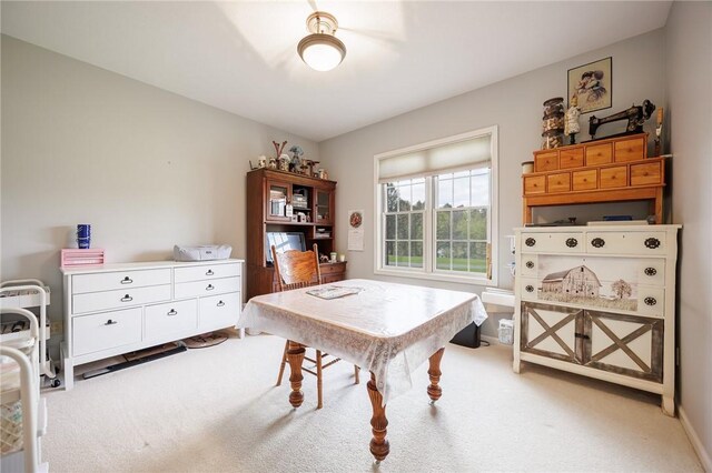 office area with light colored carpet