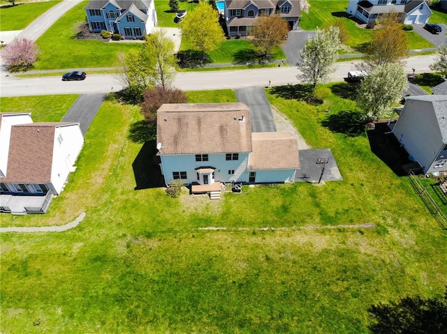 drone / aerial view with a residential view