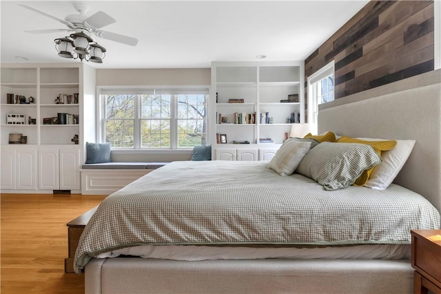 bedroom with light wood-type flooring