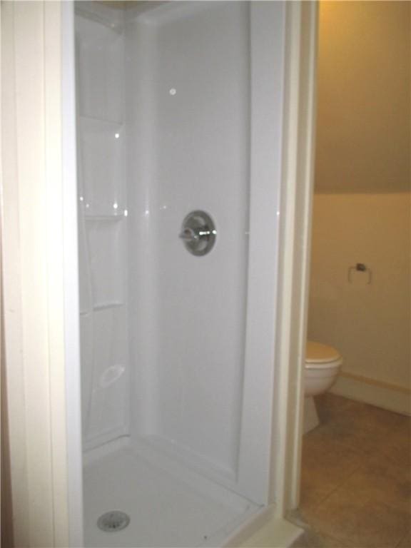 57-59 Maple St, Oneonta-City, NY 13820 - full bathroom with toilet, tile patterned flooring, and a stall shower