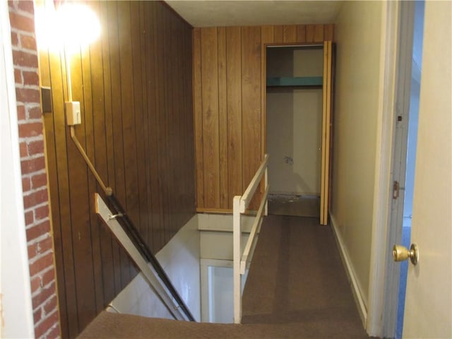 57-59 Maple St, Oneonta-City, NY 13820 - hall featuring wood walls and an upstairs landing