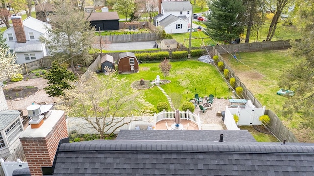 aerial view with a residential view