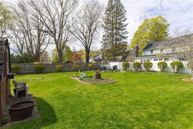 view of yard featuring a fenced backyard
