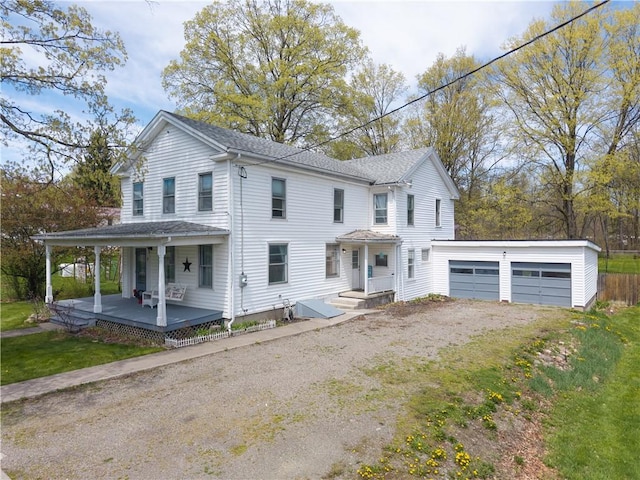 9 Porter St, Prattsburgh, NY 14873 - view of front of house featuring a porch, a shingled roof, and driveway