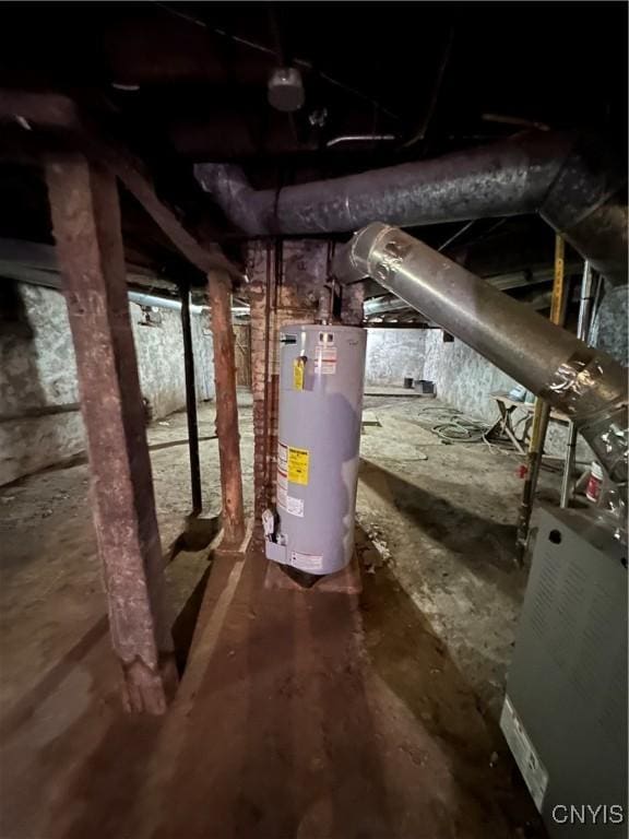 utility room with gas water heater