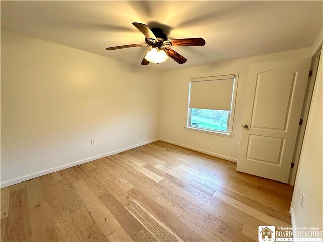 3542 Morgan Hollow Rd, Allegany, NY 14706 - unfurnished bedroom with baseboards, a ceiling fan, and light wood finished floors