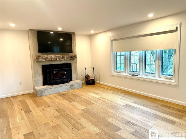 3542 Morgan Hollow Rd, Allegany, NY 14706 - unfurnished living room featuring baseboards, recessed lighting, and wood finished floors