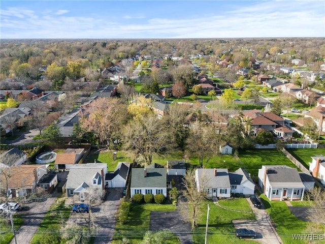 birds eye view of property with a residential view