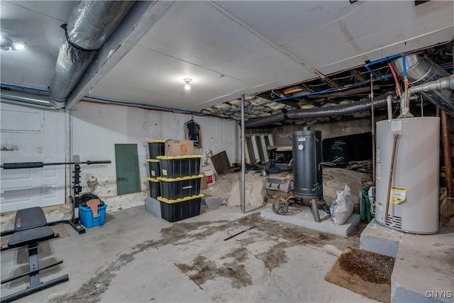 unfinished below grade area with gas water heater