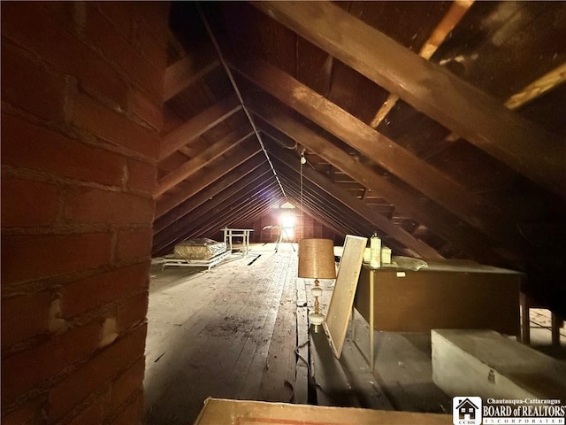 view of unfinished attic