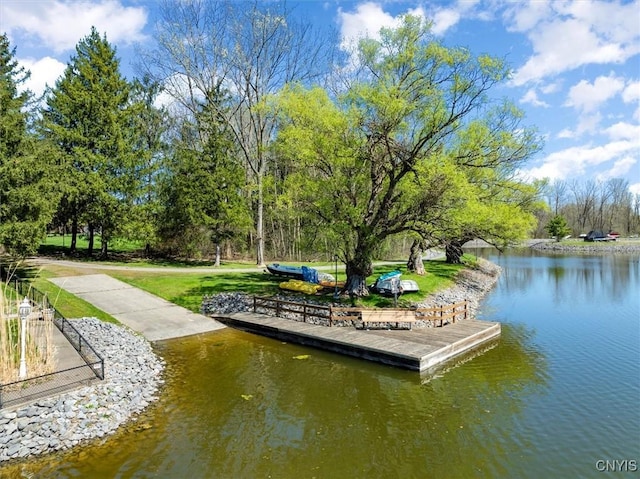 dock area featuring a water view