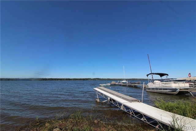 dock area featuring a water view