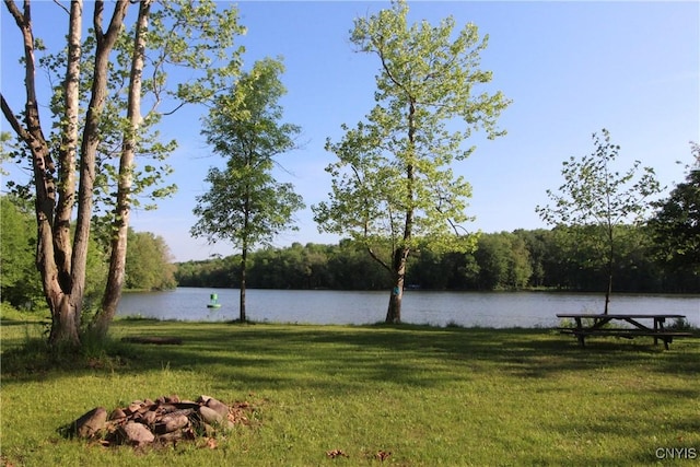view of water feature featuring a view of trees