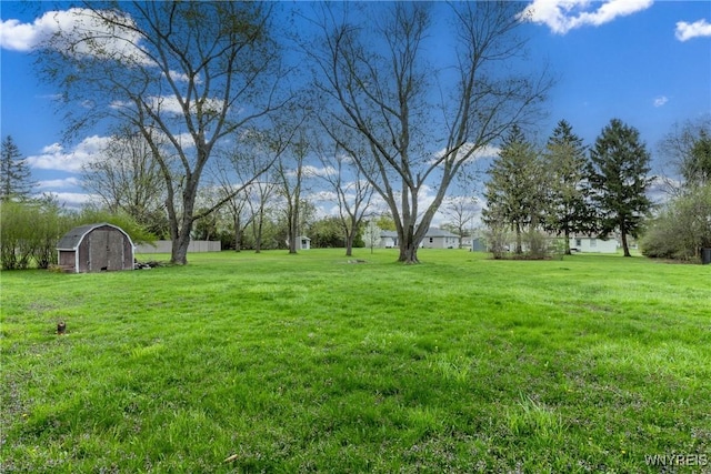 view of yard with an outbuilding