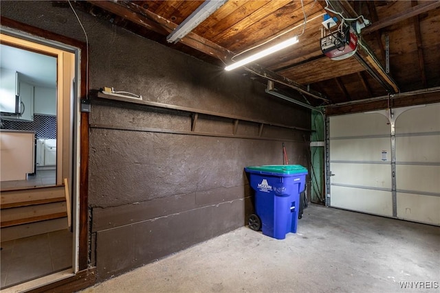 garage with a garage door opener