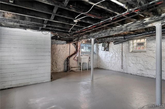 basement featuring a sink