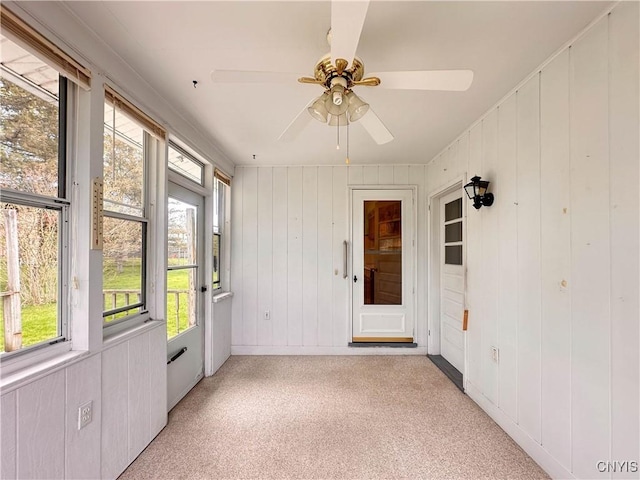 view of unfurnished sunroom
