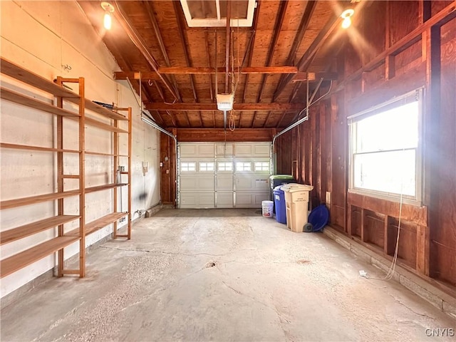 garage with a garage door opener
