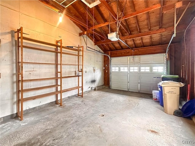 garage with a garage door opener