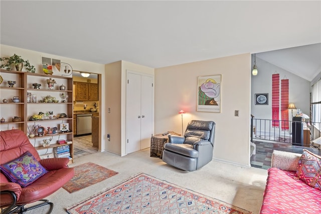 living room featuring carpet floors
