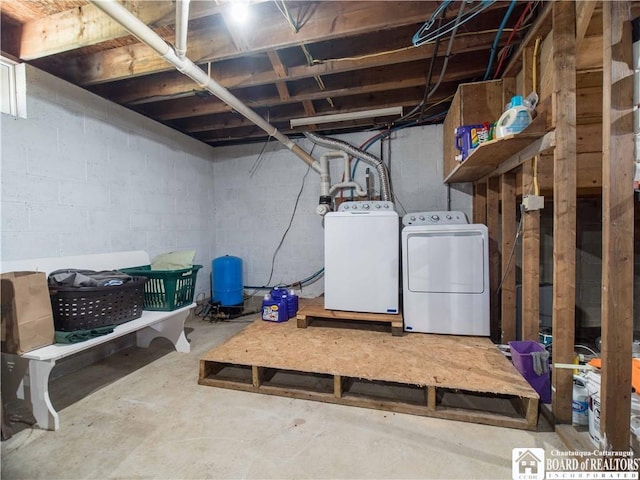 5585 Eke Rd, Harmony, NY 14710 - unfinished basement with washer and clothes dryer