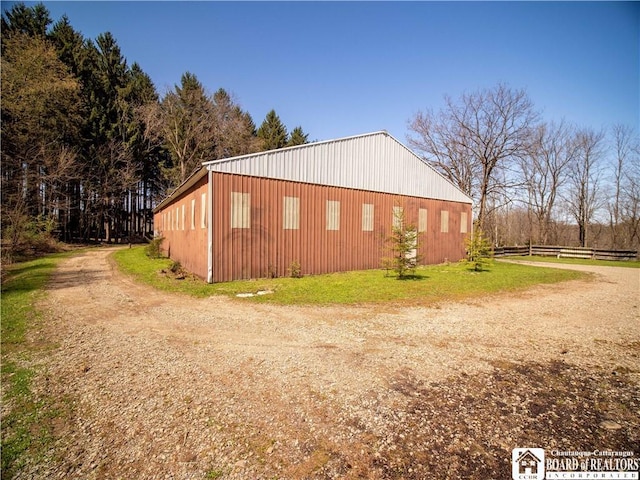5585 Eke Rd, Harmony, NY 14710 - view of home's exterior with fence, an outbuilding, and an outdoor structure