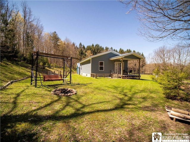 5585 Eke Rd, Harmony, NY 14710 - view of yard with an outdoor fire pit