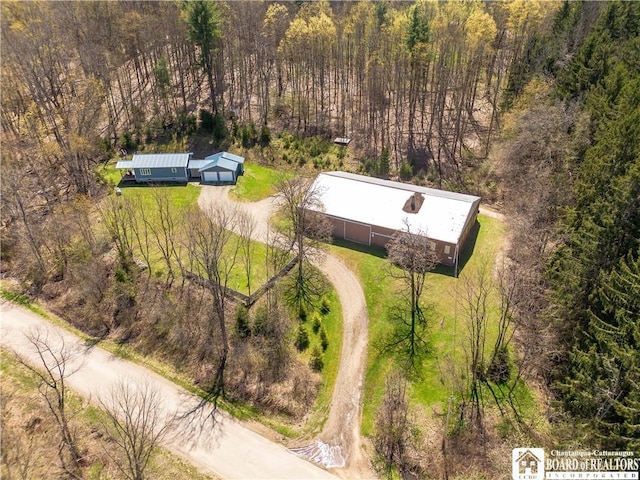 5585 Eke Rd, Harmony, NY 14710 - bird's eye view featuring a forest view