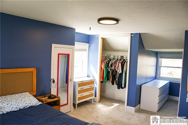 17 Howard St, Carroll, NY 14738 - bedroom with baseboards, light colored carpet, multiple windows, and a closet