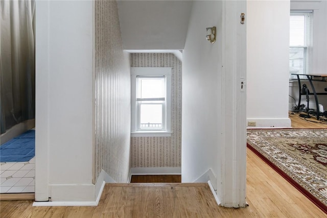 24 Sherman St, Union, NY 13790 - interior space featuring baseboards, wood finished floors, and wallpapered walls
