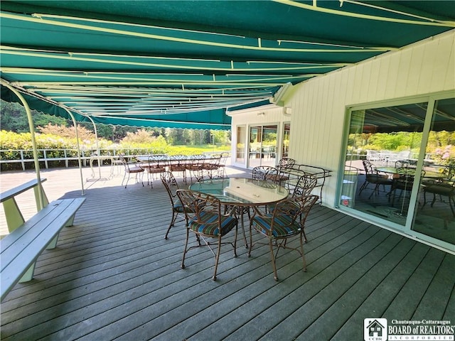 3539 Morley Rd, North Harmony, NY 14710 - wooden terrace with outdoor dining area