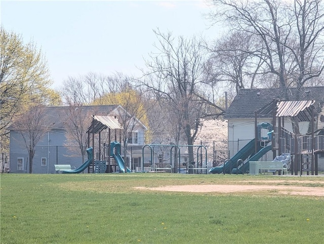 communal playground with a yard