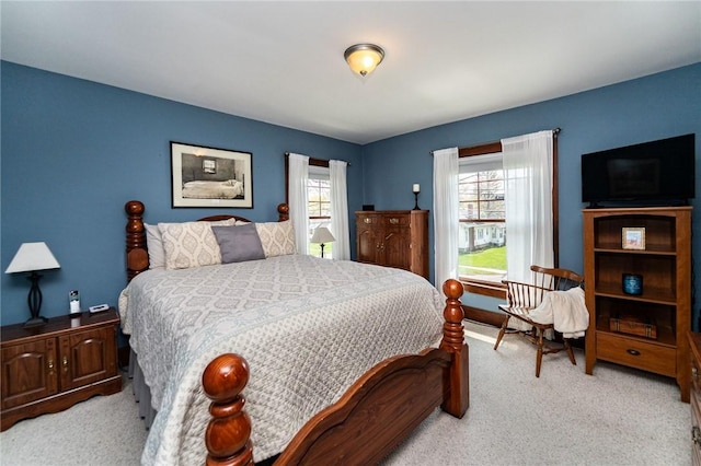 bedroom with baseboards and carpet