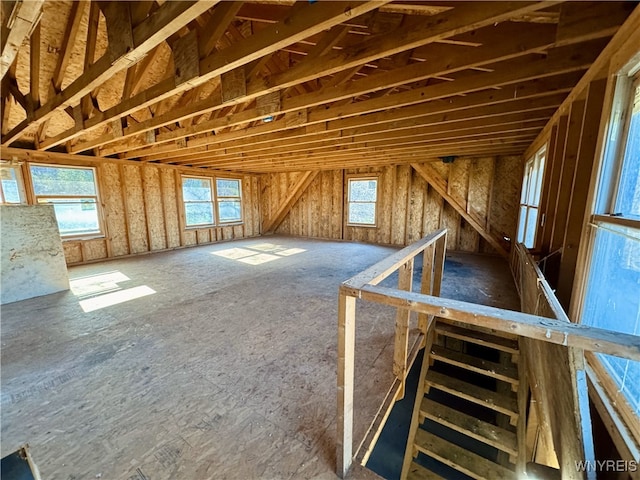 view of unfinished attic