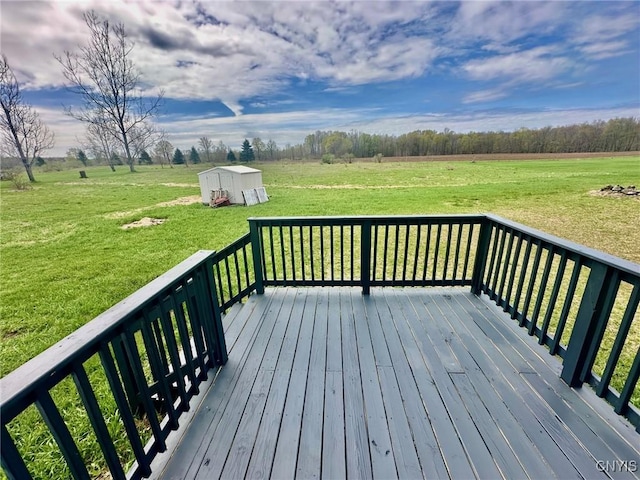 4850 Palmer Rd, Lee, NY 13471 - wooden deck featuring a lawn, an outdoor structure, and a shed