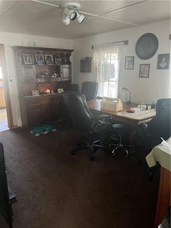 view of carpeted office space