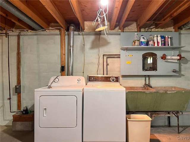 28 Concord Blvd, New Hartford, NY 13413 - clothes washing area with laundry area, washer and clothes dryer, and a sink