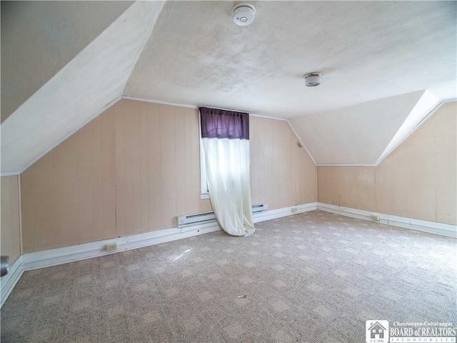 53 W 5th St, Dunkirk-City, NY 14048 - bonus room featuring carpet floors, vaulted ceiling, and baseboard heating