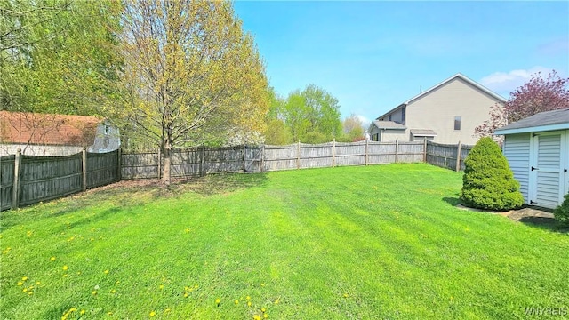 view of yard featuring a fenced backyard