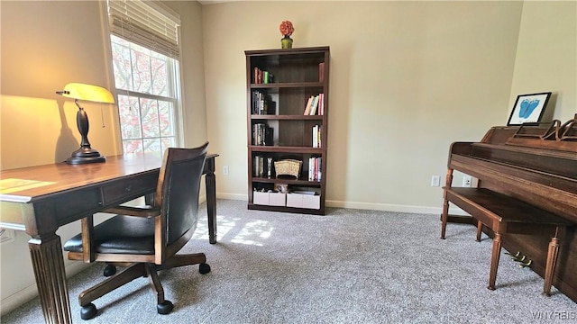 office area featuring baseboards and carpet