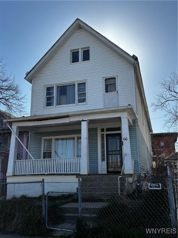 66 W Parade Ave, Buffalo, NY 14208 - view of front of home featuring a fenced front yard and covered porch