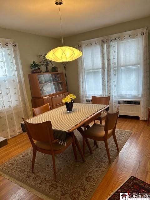 4 Brewer Pl, Westfield, NY 14787 - dining area with a wealth of natural light, radiator, and wood finished floors