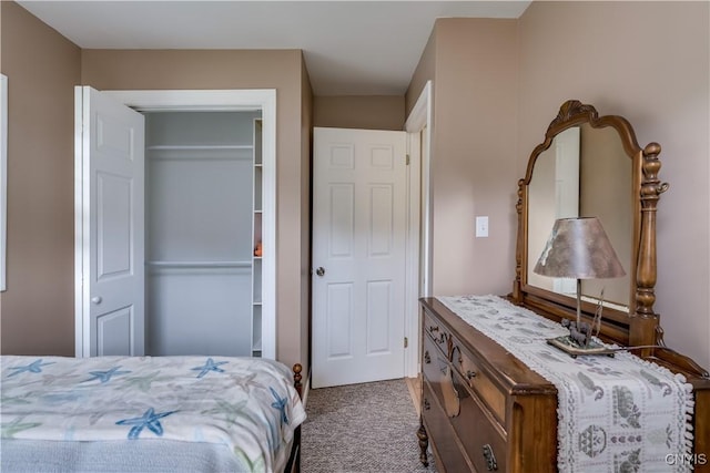 carpeted bedroom featuring a closet