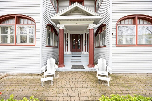 property entrance featuring french doors